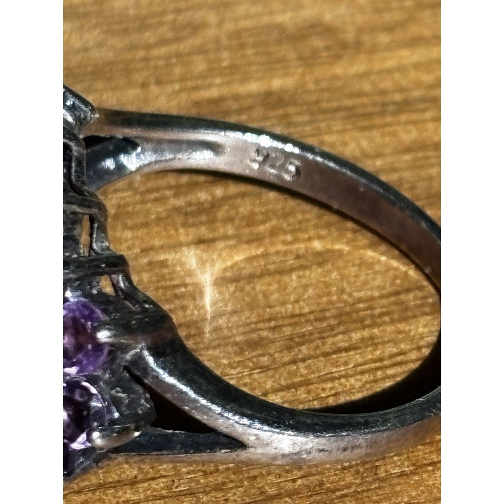 Vintage Sterling 925 Natural Amethyst Cluster Ring-Size 8.75 - Picture 3 of 6